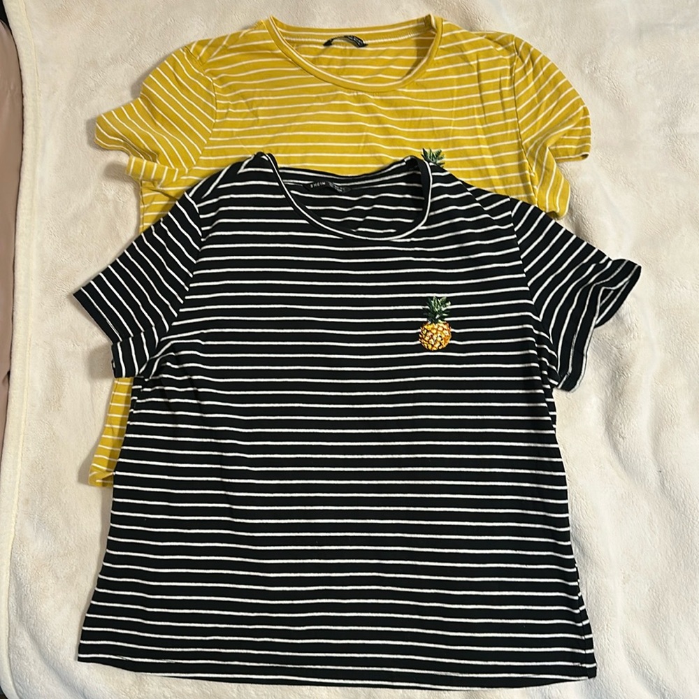 SHEIN pineapple striped tees pair